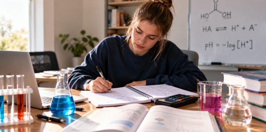 Acid-Base Chemistry Calculations With Worked Examples for Exams and Practice